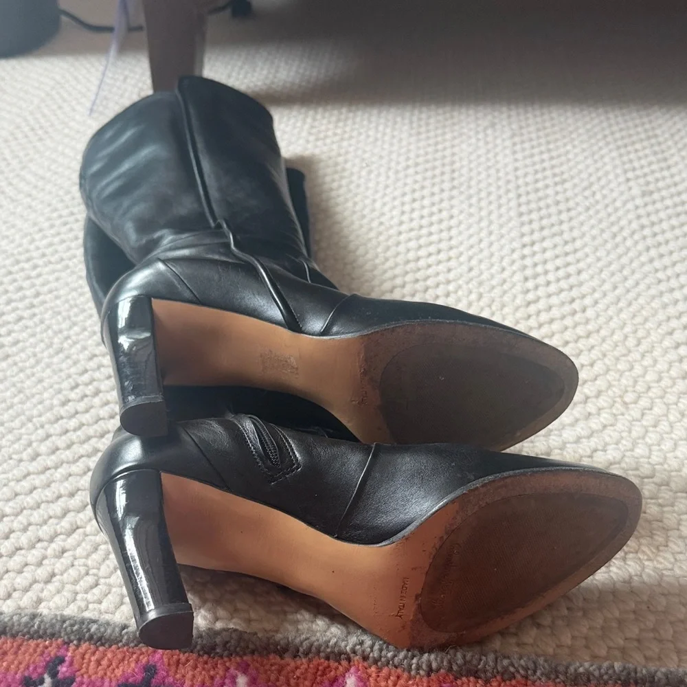 Salvatore Ferragamo Black Over-the-Knee Leather Boots